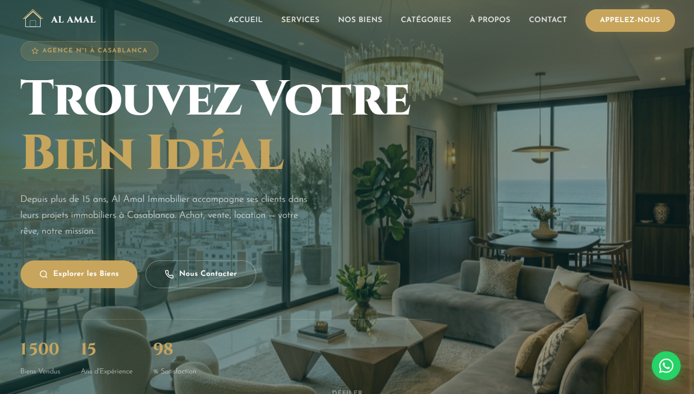 Refonte du site web de l'agence Al Amal Immobilier par Infoway-AI
