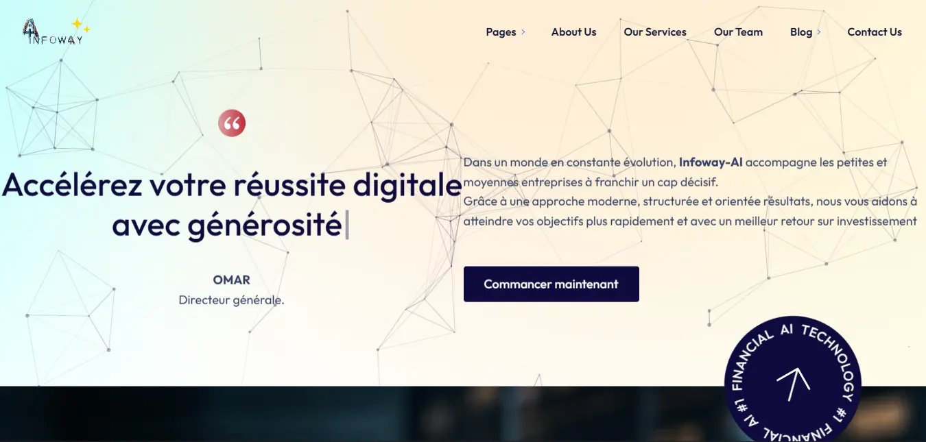 Site web WordPress d'une startup, réalisé par Infoway-AI